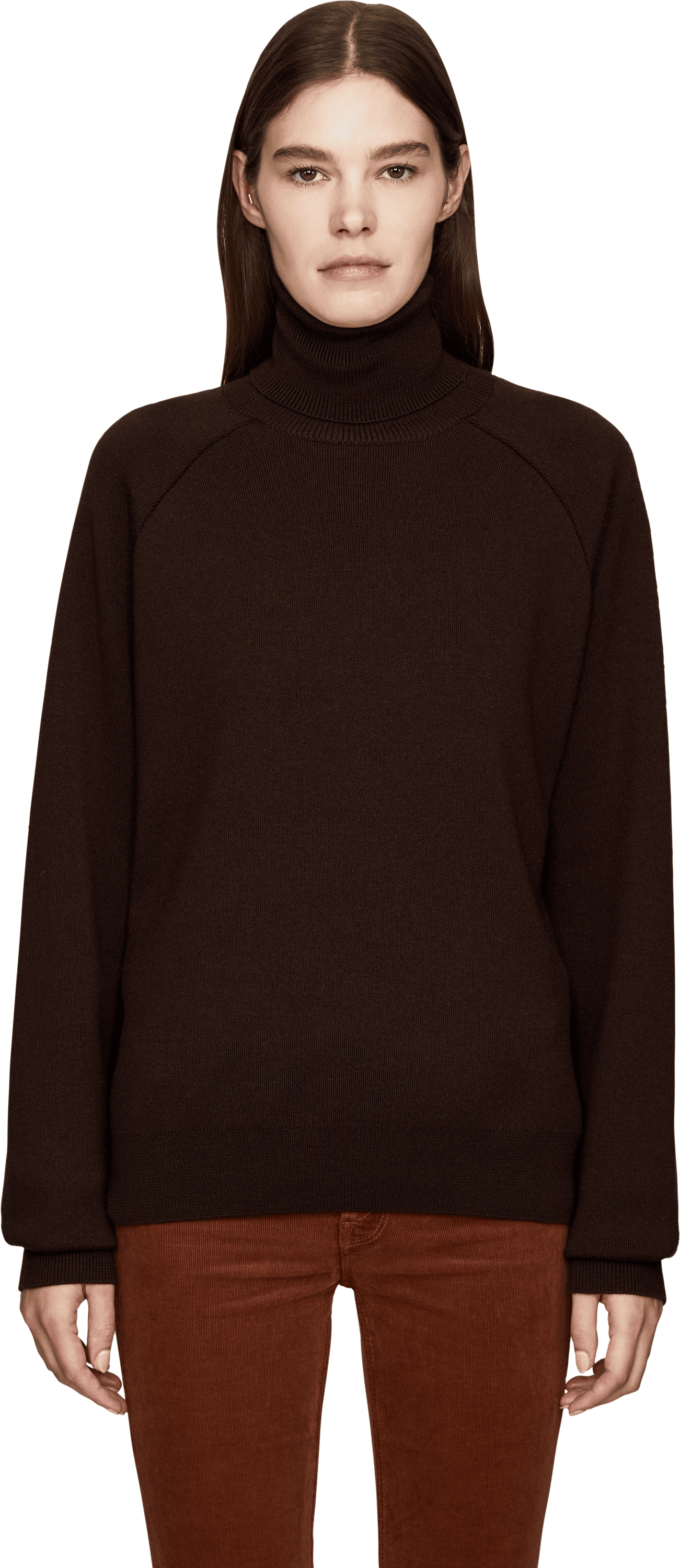 META CAMPANIA COLLECTIVE Rollkragenpullover 'Jed' aus Merinowolle Dunkelbraun, Frontansicht – UNGER.DE