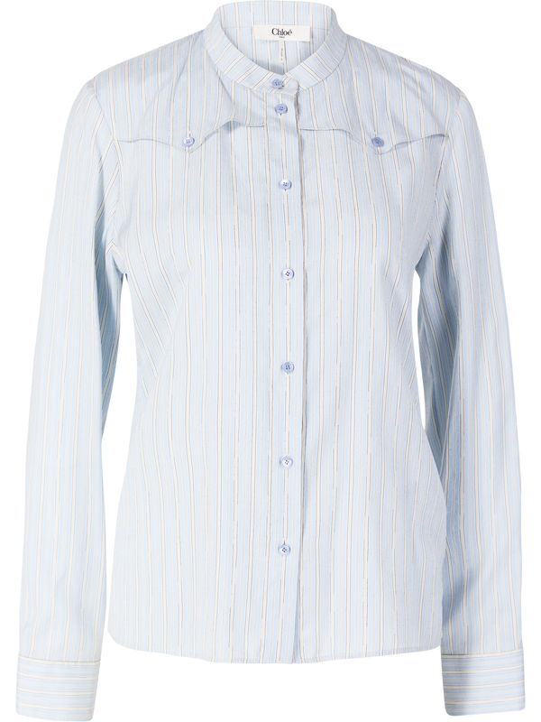 Light blue striped silk shirt-style blouse