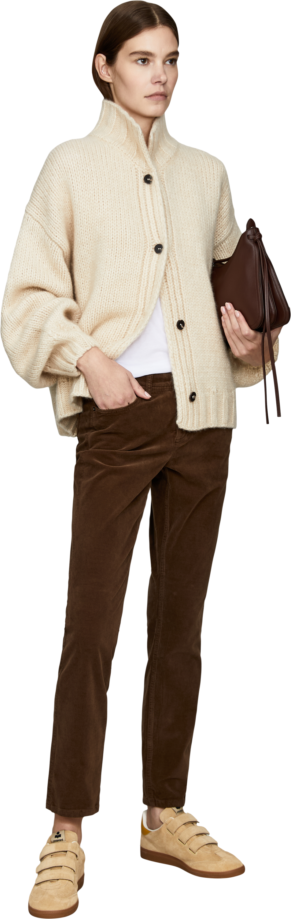Cambio Cropped Samthose 'Piper' Dunkelbraun, Modelansicht – UNGER.DE