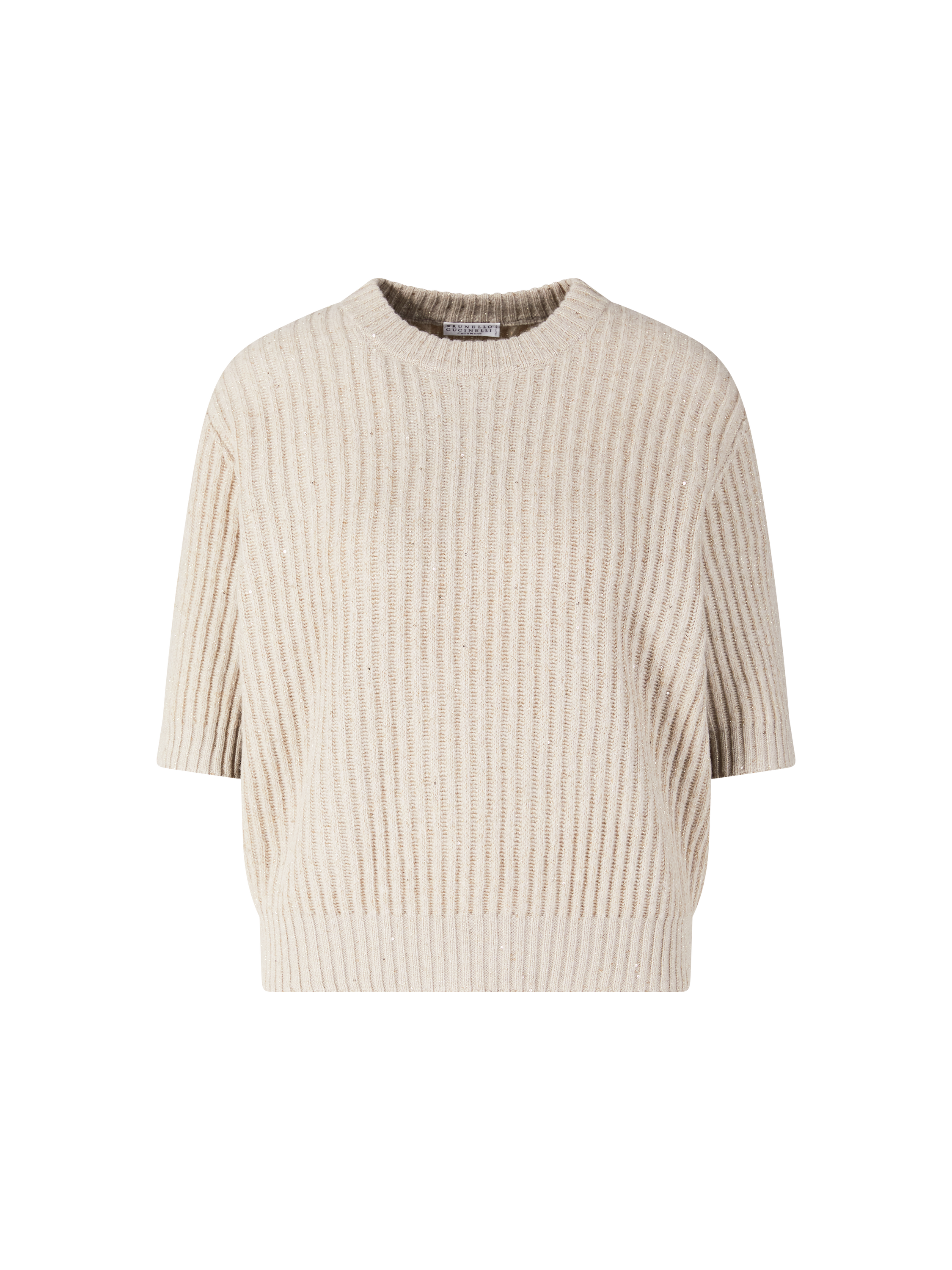 Cashmere and wool jumper with sequins beige