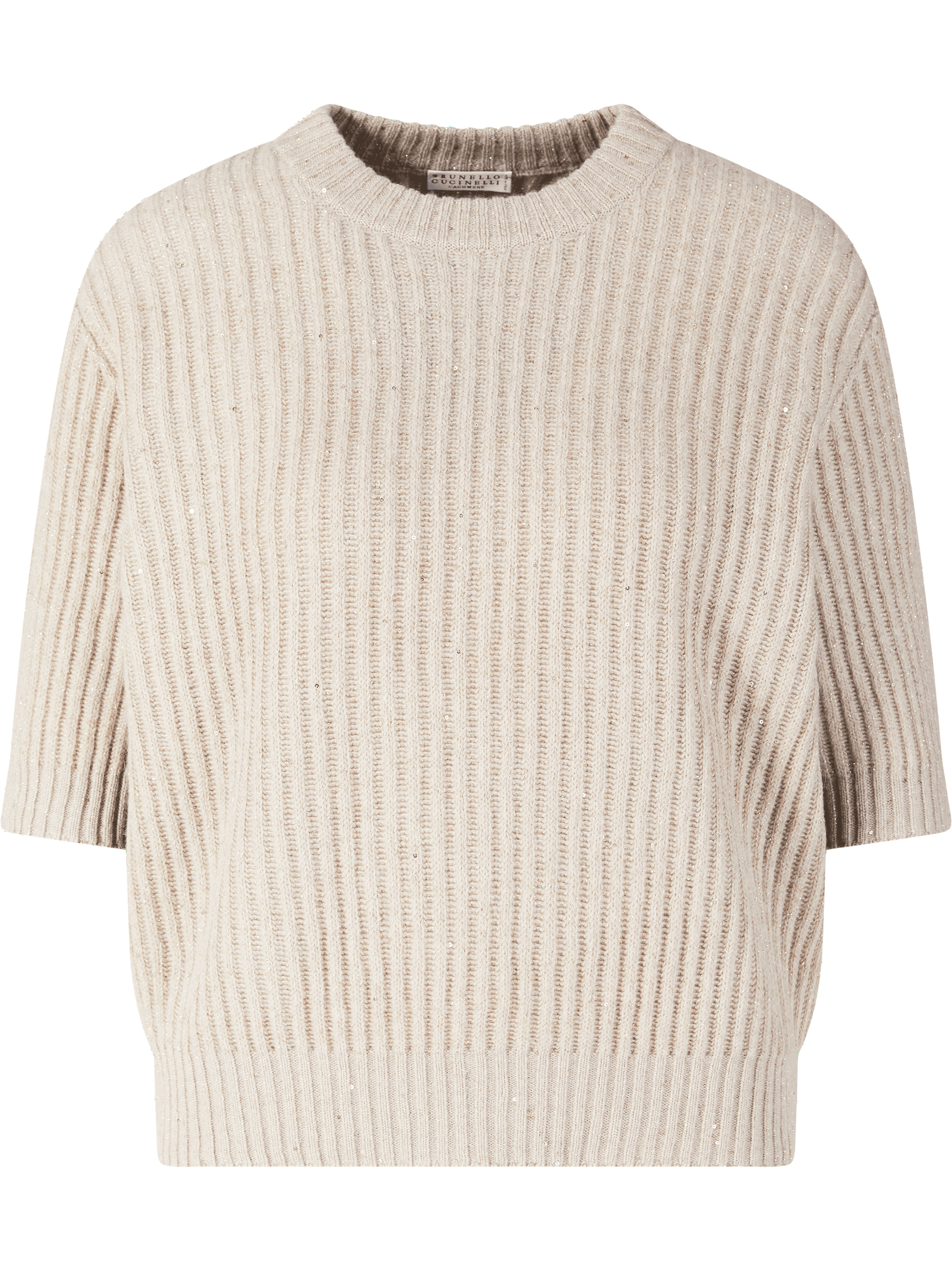 Cashmere-Wollpullover mit Pailletten Beige