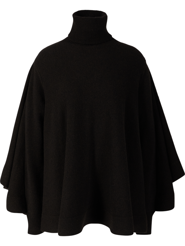 Cape jumper with a roll neck dark brown