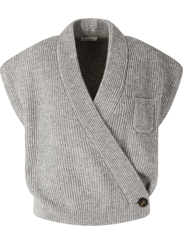 Cashmere-Strickweste Grau