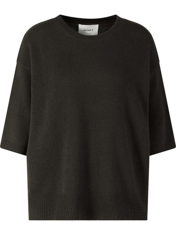 Kurzärmeliger Cashmere-Pullover 'Camille' Dark Fern