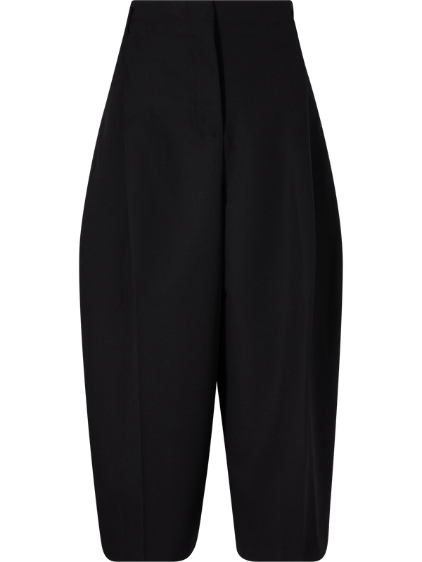 'Miami' wide-leg woollen trousers with pleats black