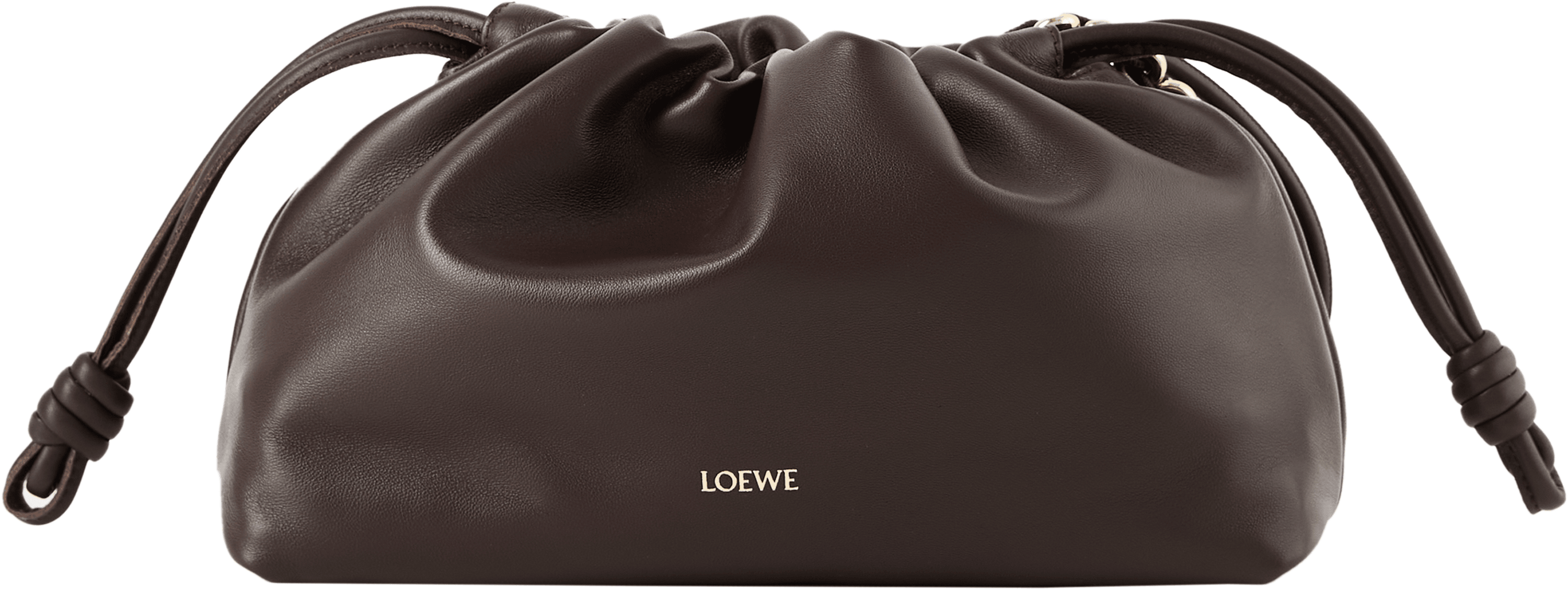 LOEWE Clutch 'Flamenco Medium' mit Kette Dark Brownie, Produktansicht – UNGER.DE
