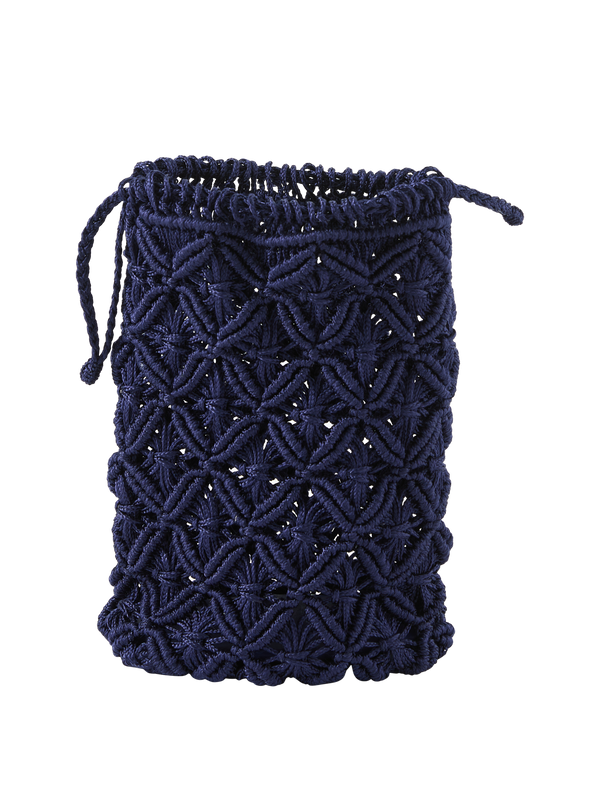 Pouch 'Makramee' aus Sabraseide Marineblau