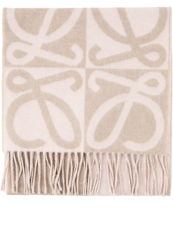 Woll-Cashmere-Schal mit Anagram-Jacquardmuster Light Pink/Beige