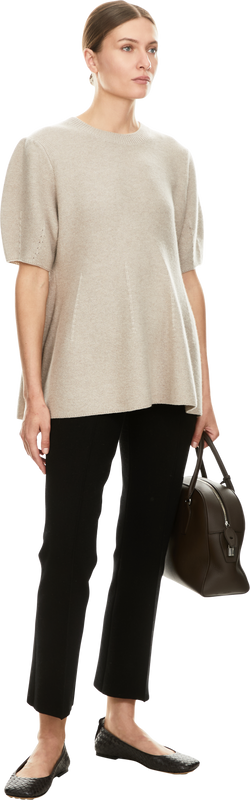 Kurzärmeliger Cashmere-Pullover 'Mella' Sand
