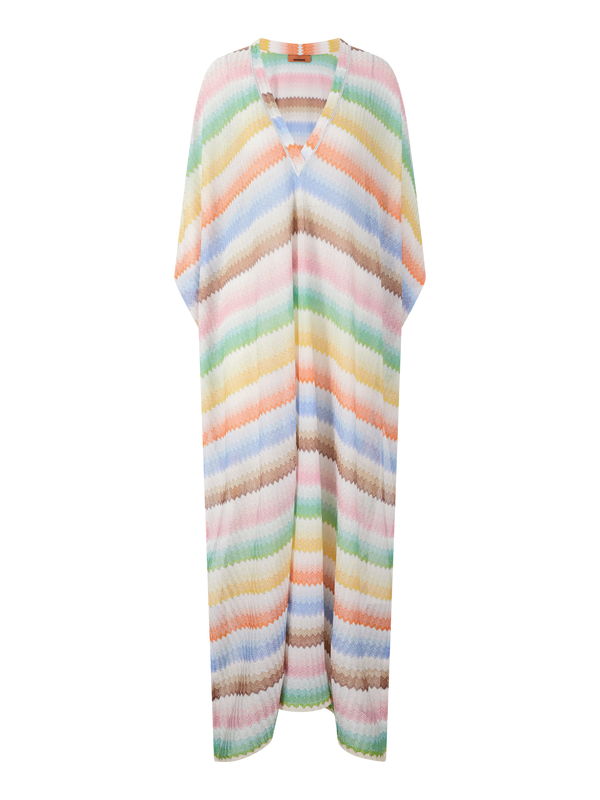 Langer Kaftan mit Dégradé-Zickzack-Muster Multi