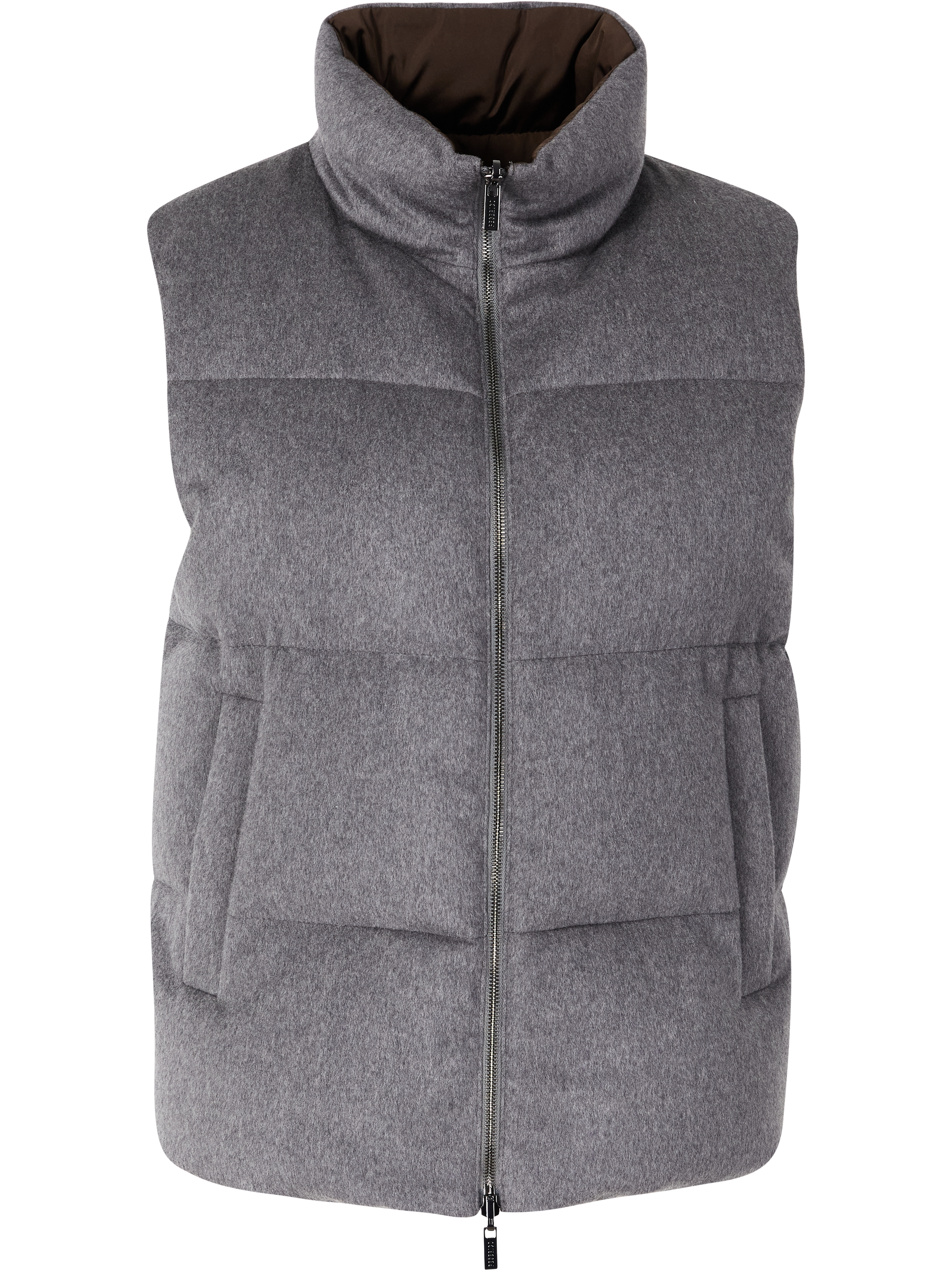 Wool-cashmere down waistcoat grey/brown