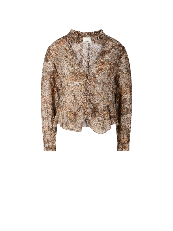Florale Bluse 'Celeny' mit Volants Braun