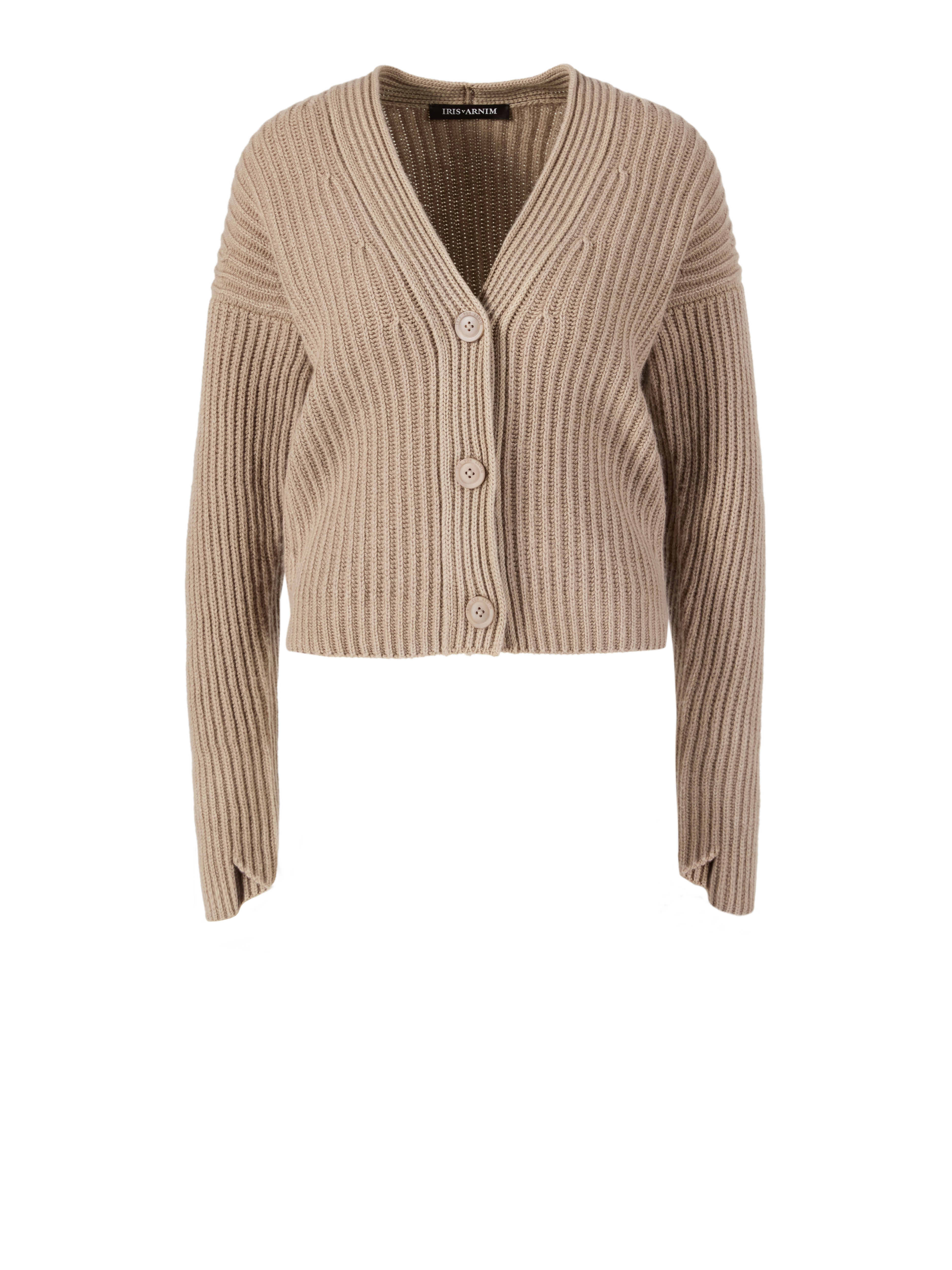 Cashmere-Strickjacke 'Goa' mit V-Ausschnitt Mandel