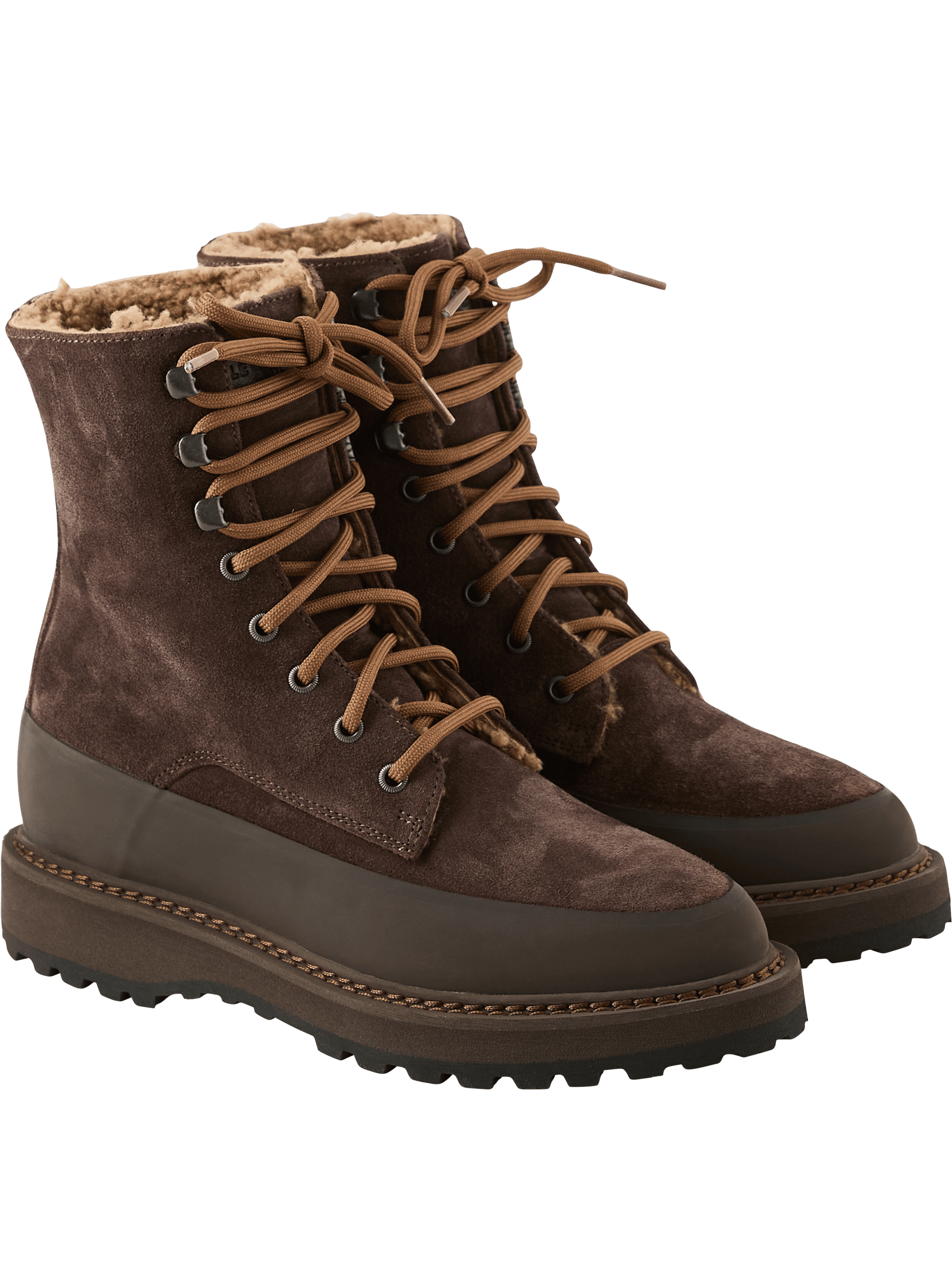Le Monde Béryl Schnürstiefel 'Dolomite' aus Veloursleder Dunkelbraun, Rückansicht – UNGER.DE