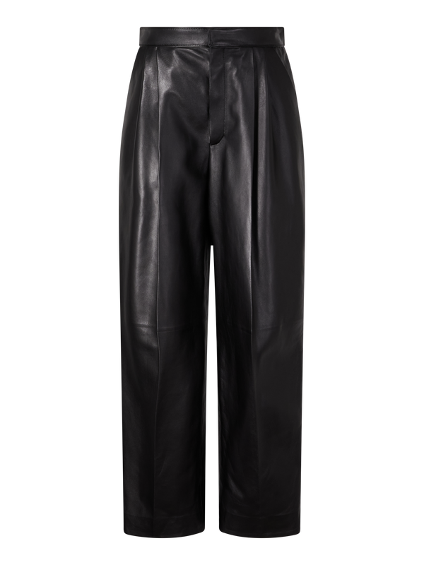 Black lambskin trousers