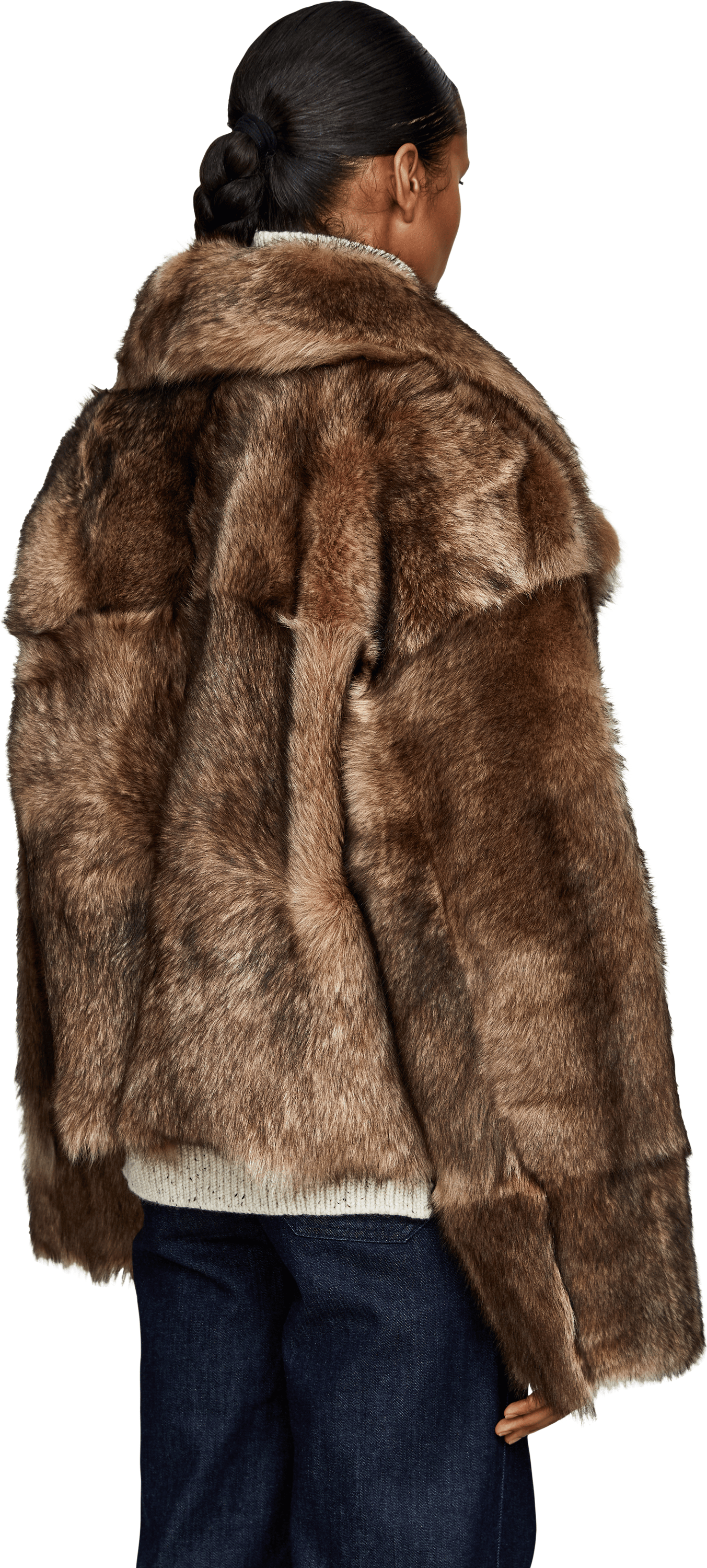 UTZON Oversized Lammfelljacke 'Jalo' Braun, Rückansicht – UNGER.DE