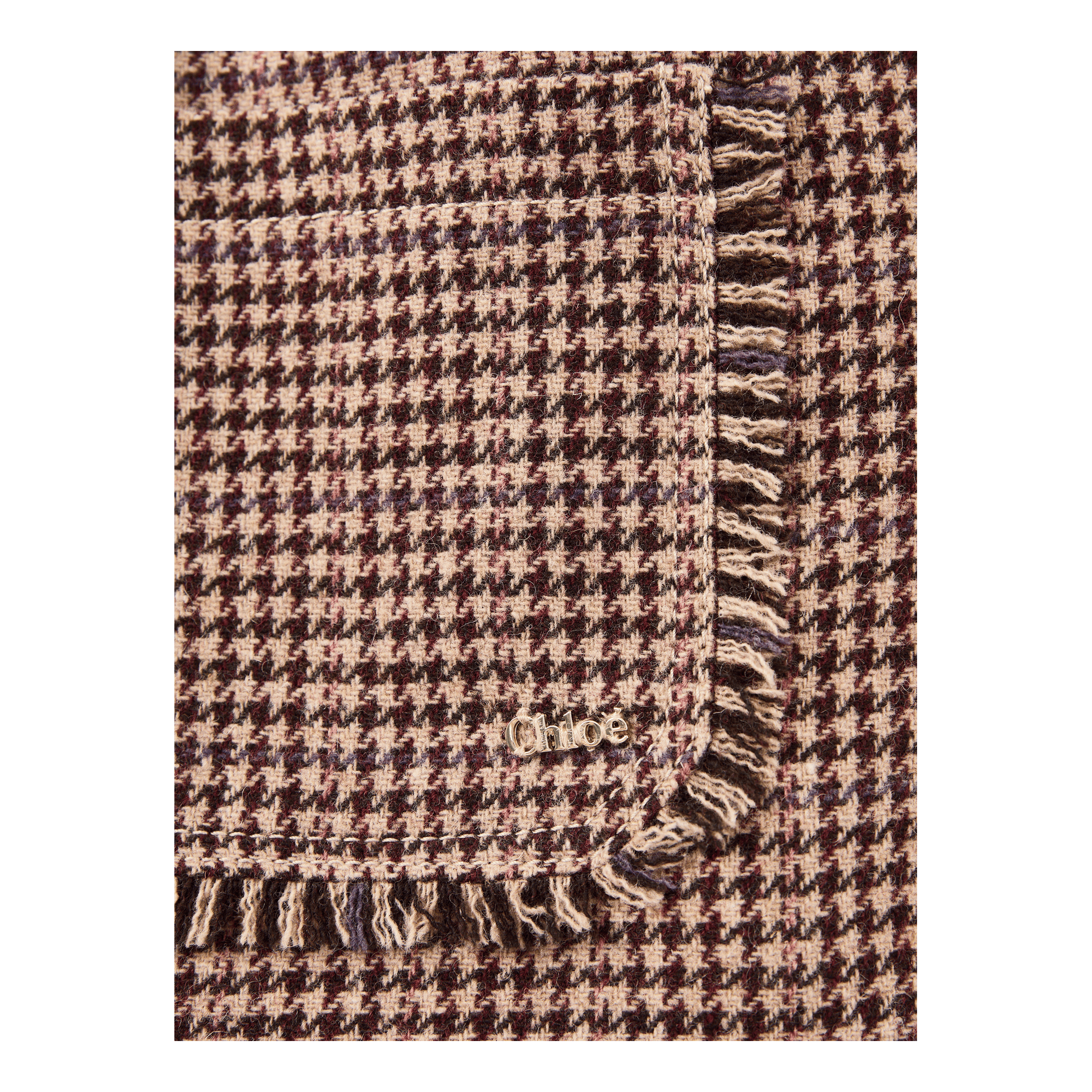 Chloé Kids Wollmantel mit Hahnentrittmuster Braun, Frontansicht – UNGER.DE