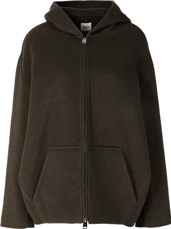 Wolljacke 'Dolem' mit Kapuze Olivgrün