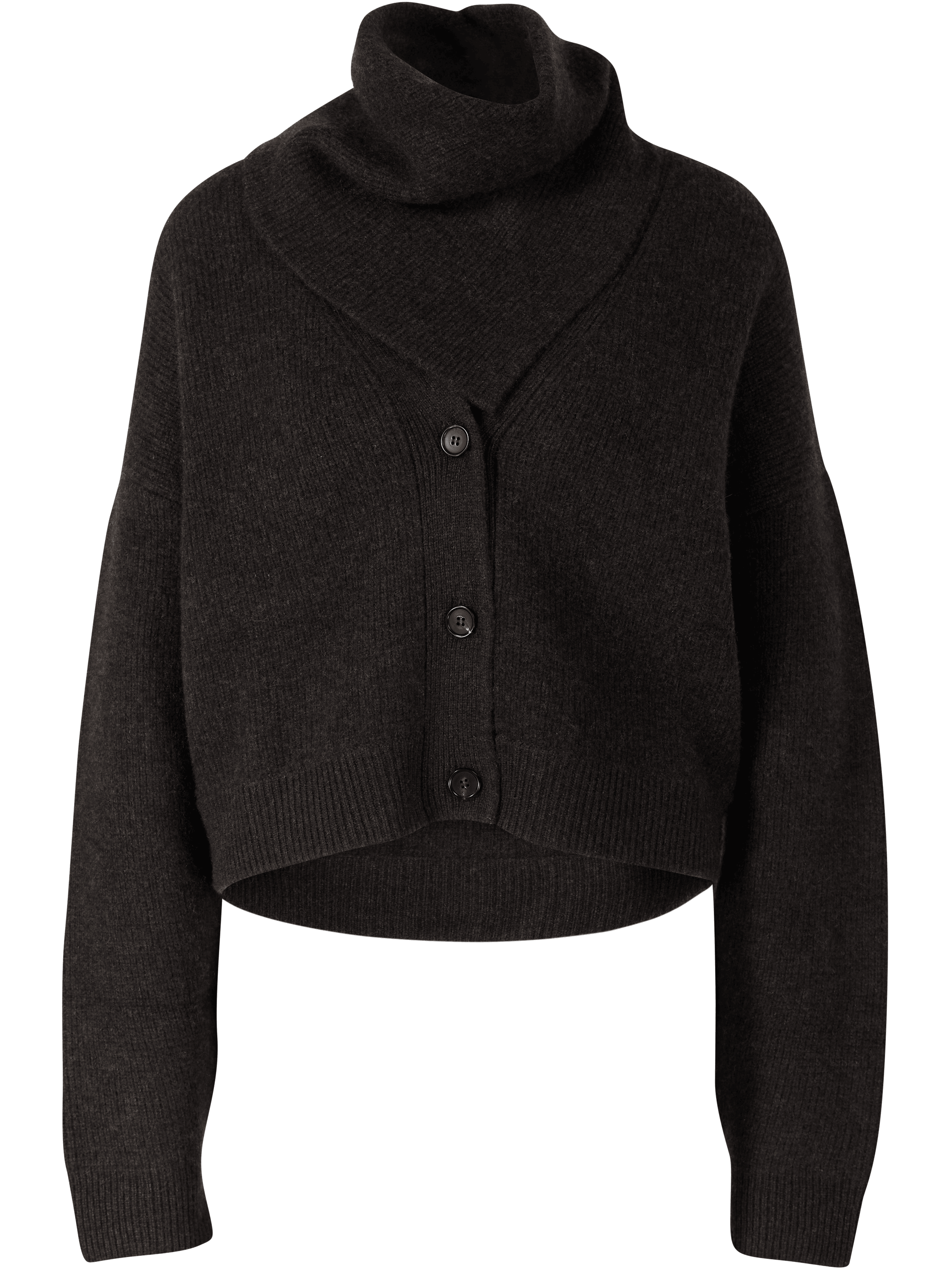 Cashmere-Strickjacke 'Derios' mit Schal Dunkelbraun