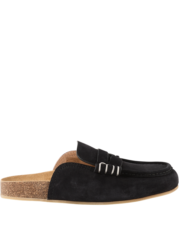 Slipper 'Stitch' aus Leder Marineblau
