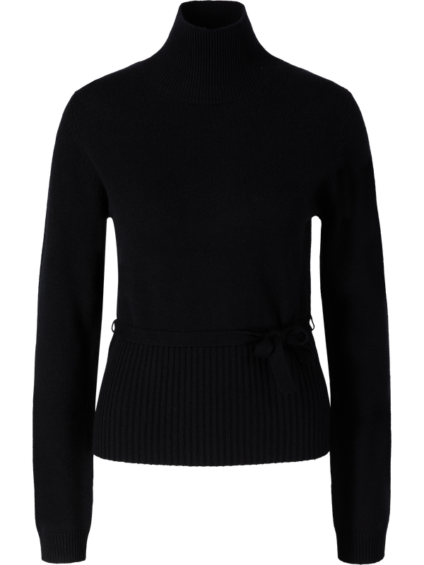 Woll-Cashmere-Pullover mit Stehkragen Schwarz