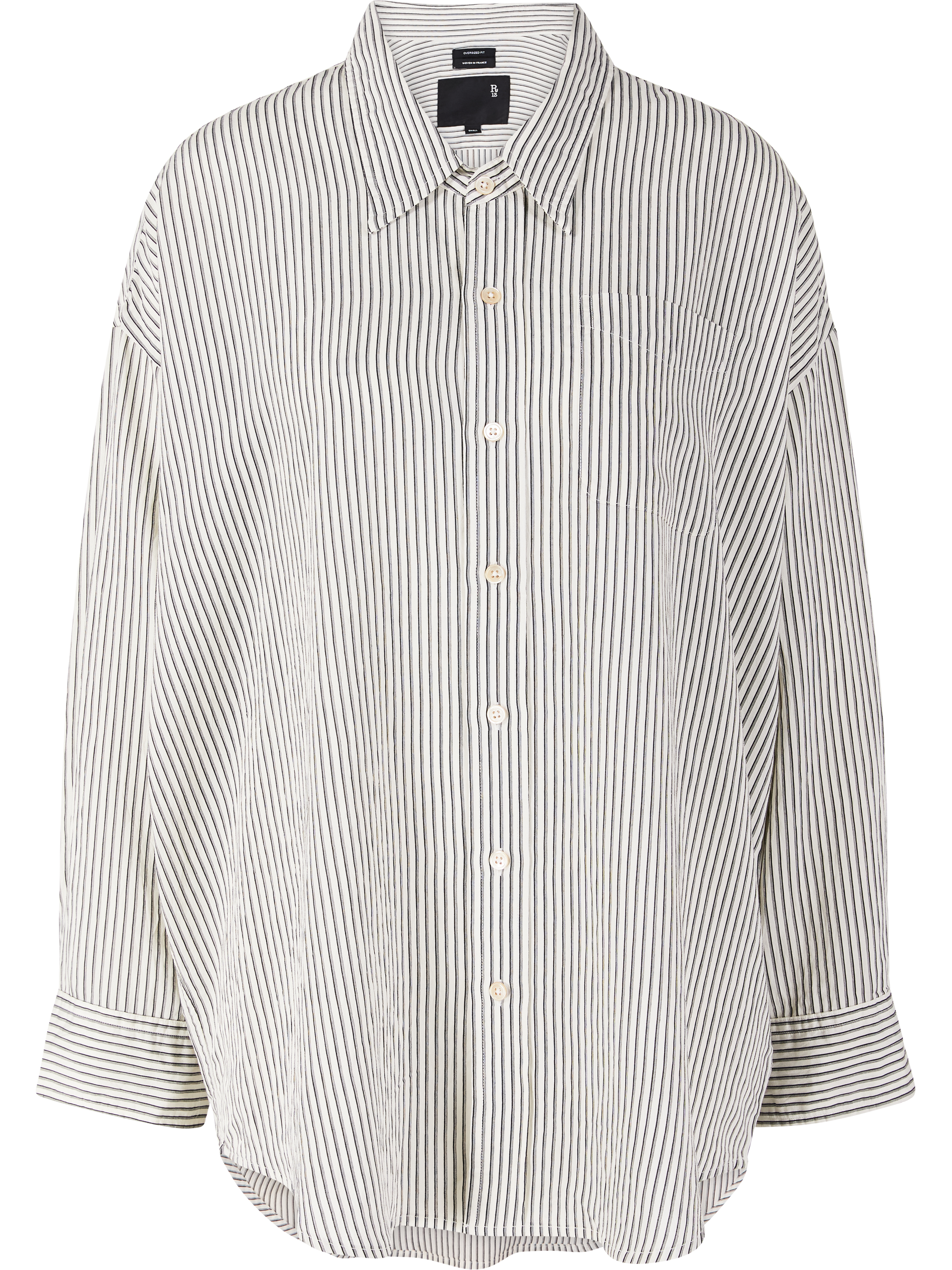 R13 Striped shirt with a deep collar – white, Product view – UNGER.DE