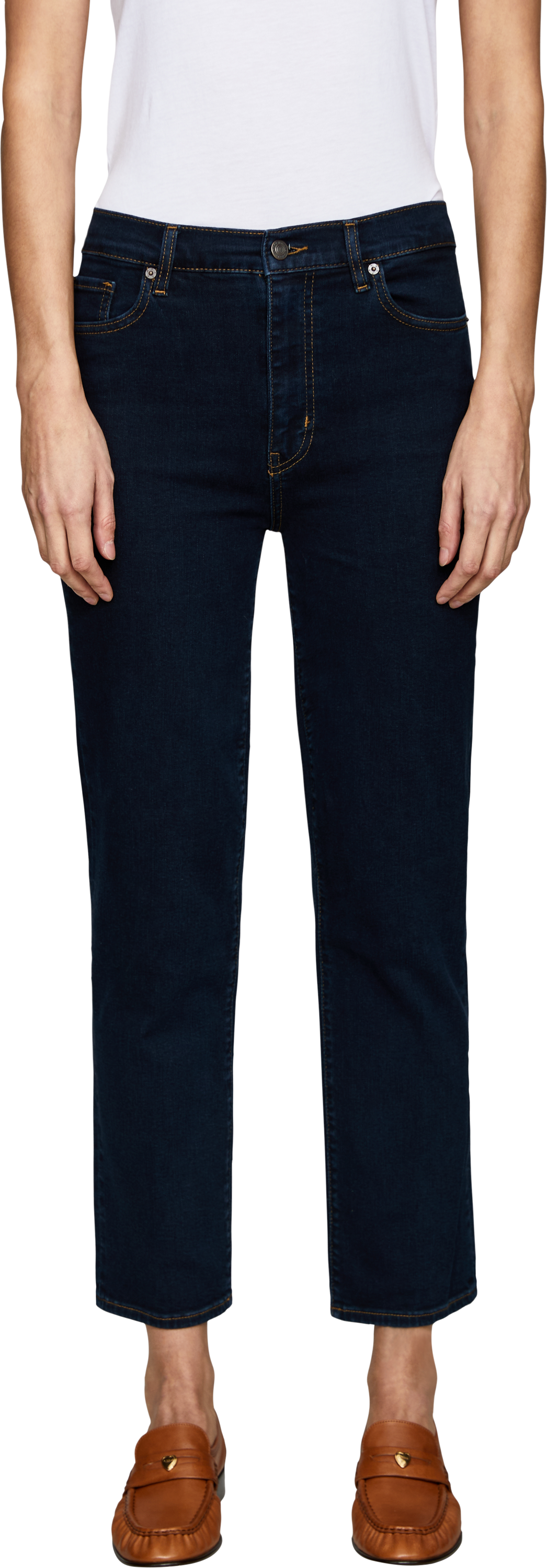 Frame Straight-Leg Jeand 'Le Sleek' Dunkelblau, Frontansicht – UNGER.DE