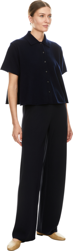 Kurzärmelige Cashmere-Strickjacke 'Leith' Navy