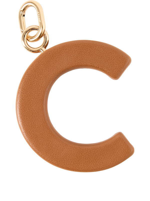 Lambskin charm 'C LETTER' golden tan