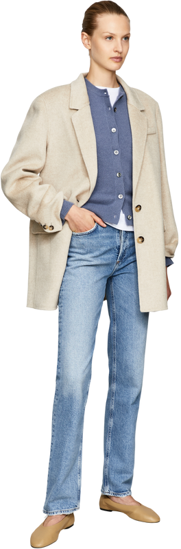 'Colbya' Cream Wool and Cashmere Coat