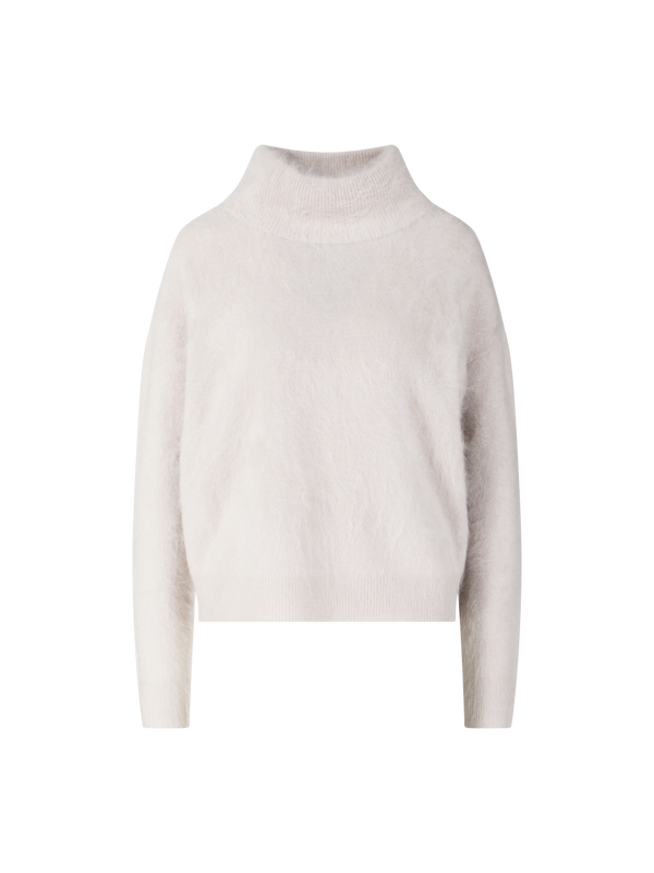 Gebürsteter Cashmere-Pullover 'Embla' mit Stehkragen Kitt