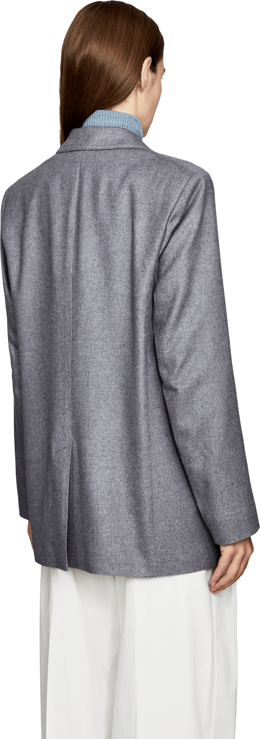 Colombo Oversized blazer in silk and cashmere, light grey, Back view – UNGER.DE