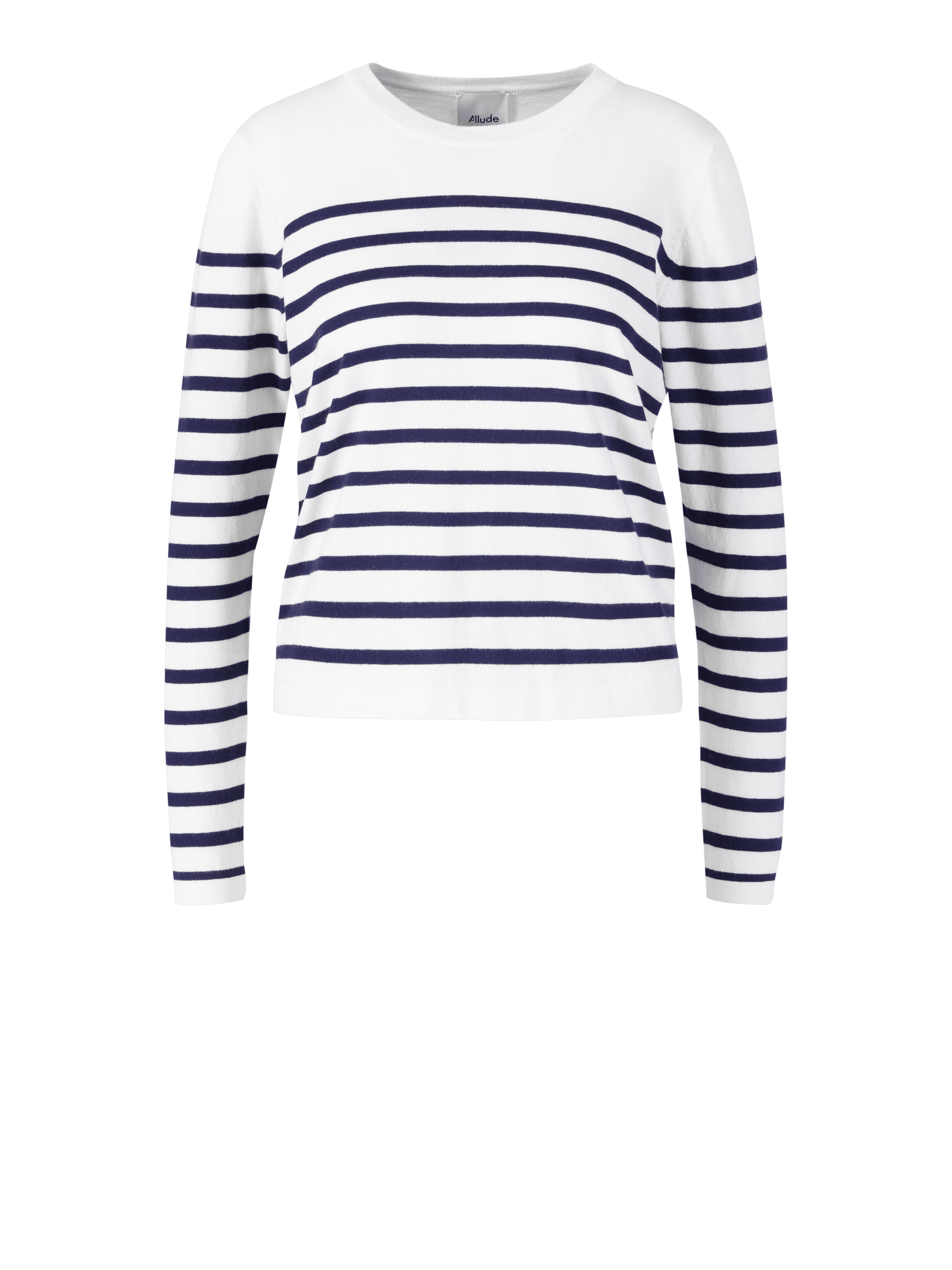 Striped cotton-silk sweater navy blue