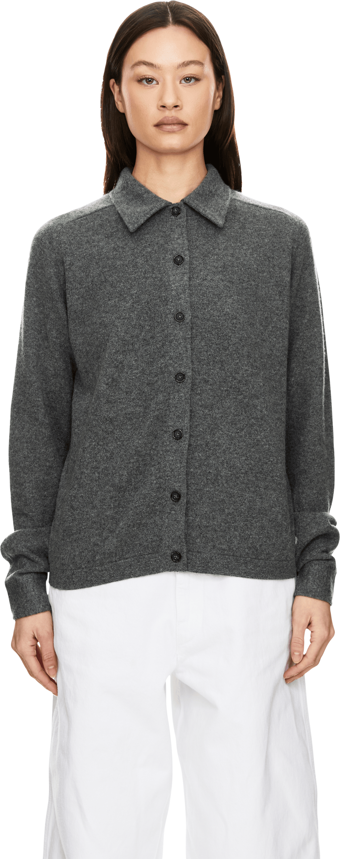 TOTEME Cashmere-Strickjacke Anthrazit, Frontansicht – UNGER.DE