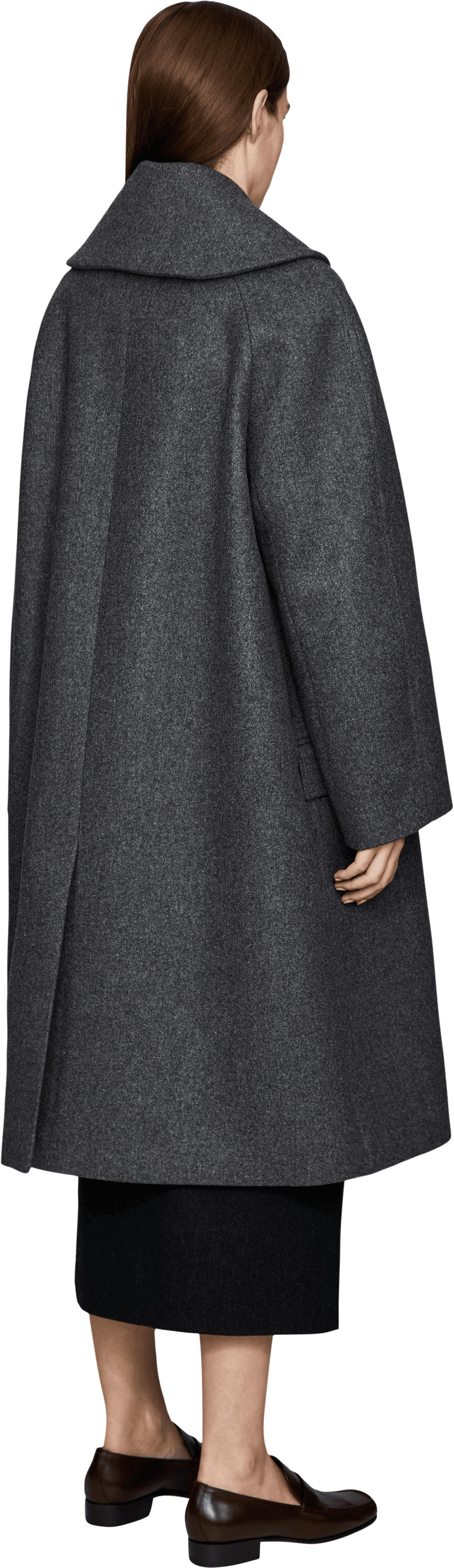 JIL SANDER Grey virgin wool coat, Back view – UNGER.DE