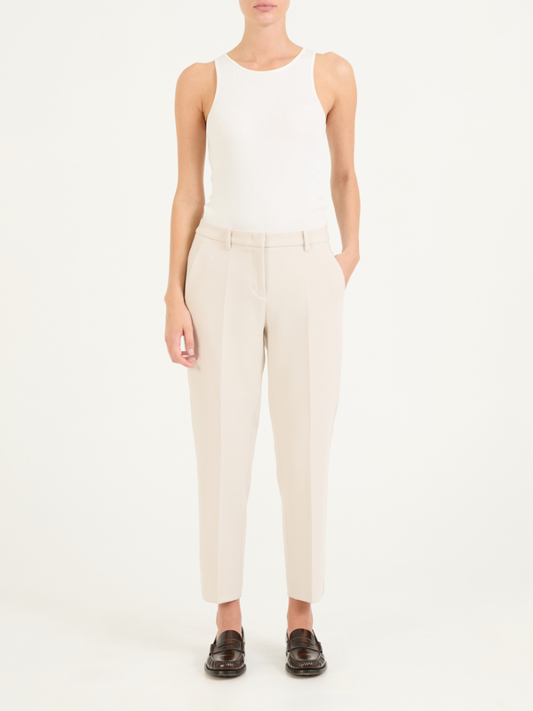 Stoffhose 'Krystal' mit Bundfalten Crème