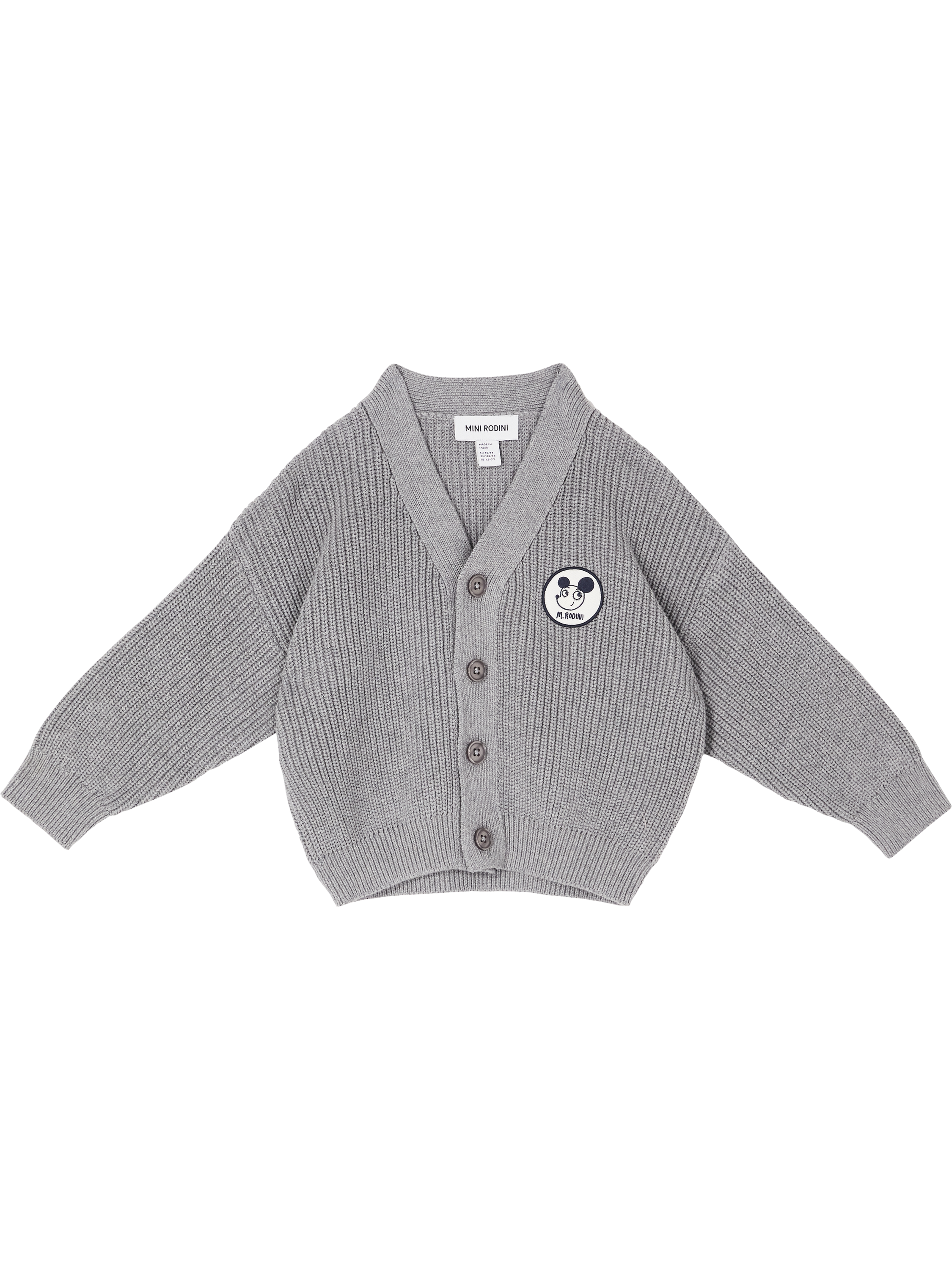 Mini Rodini 'Ritzratz Patch' Cardigan, Light Grey, Product view – UNGER.DE