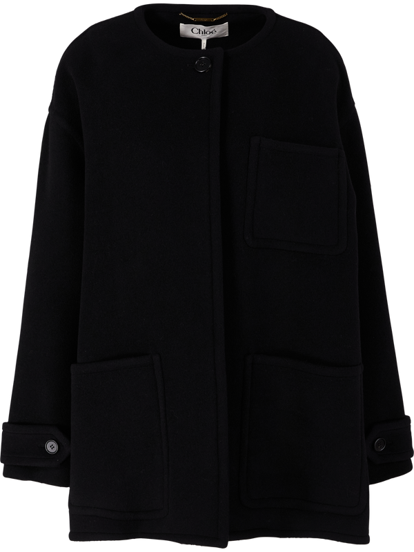 Oversize-Jacke aus Schurwolle Schwarz