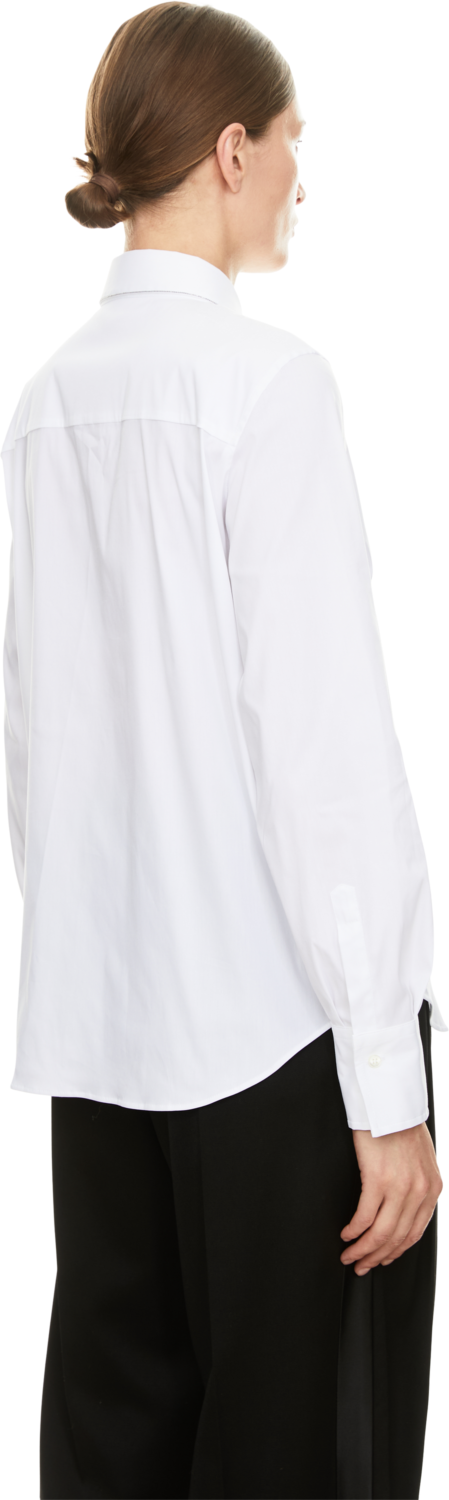 Brunello Cucinelli Bluse mit Monili-Kragen Weiß, Rückansicht – UNGER.DE