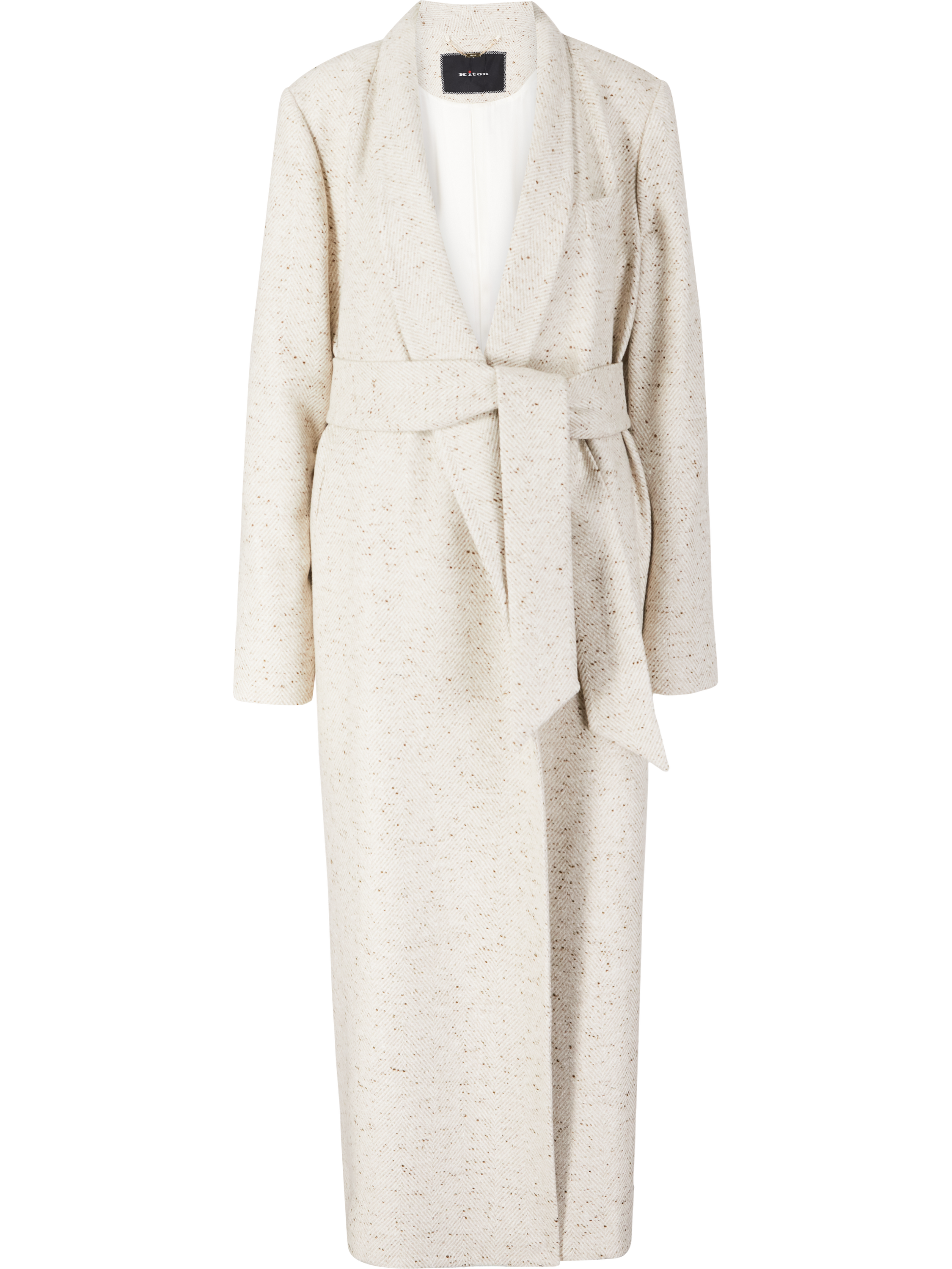 Kiton Cashmere-Mantel mit Taillengürtel Beige, Produktansicht – UNGER.DE