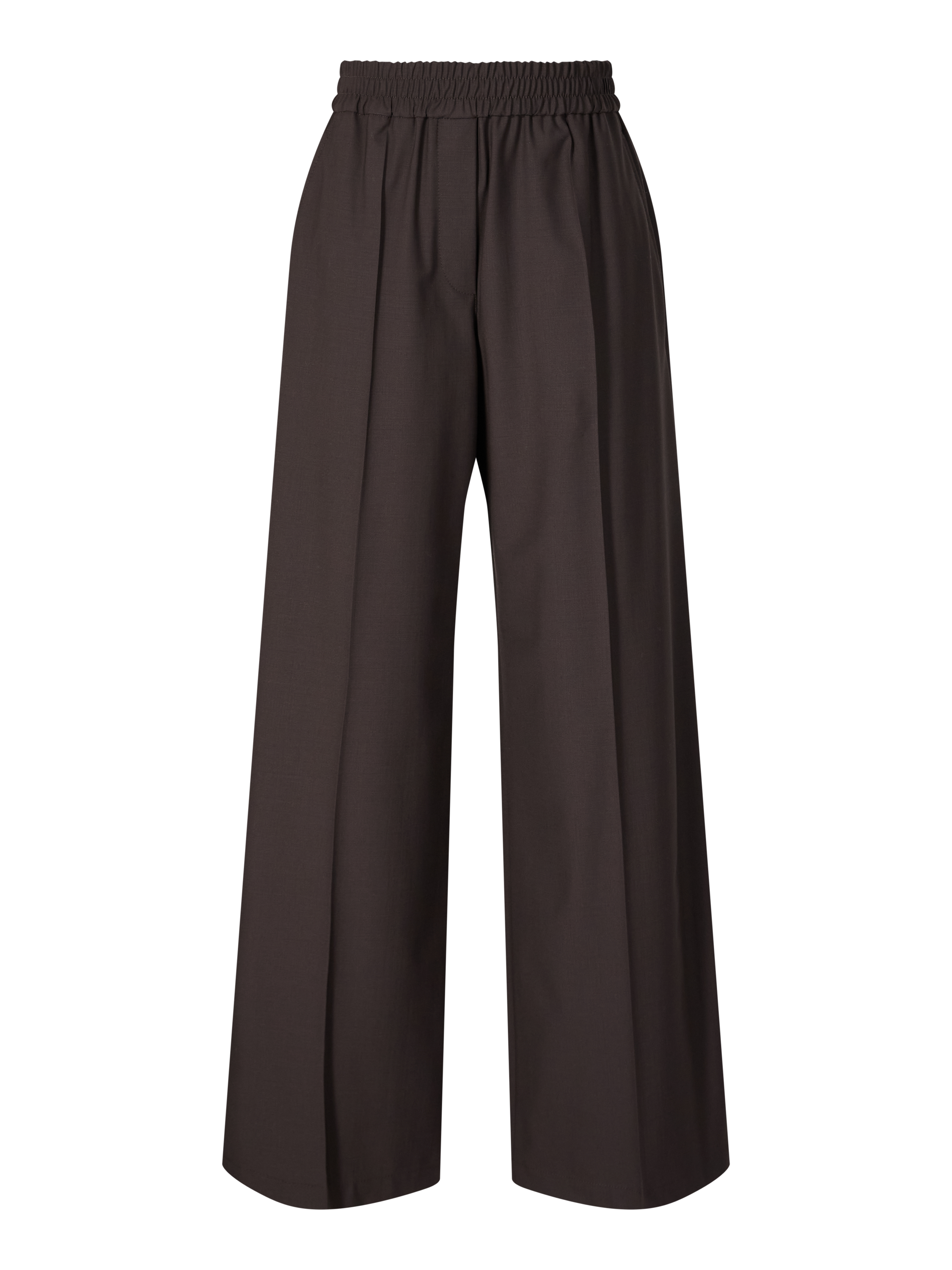 Wool trousers with pleats dark brown