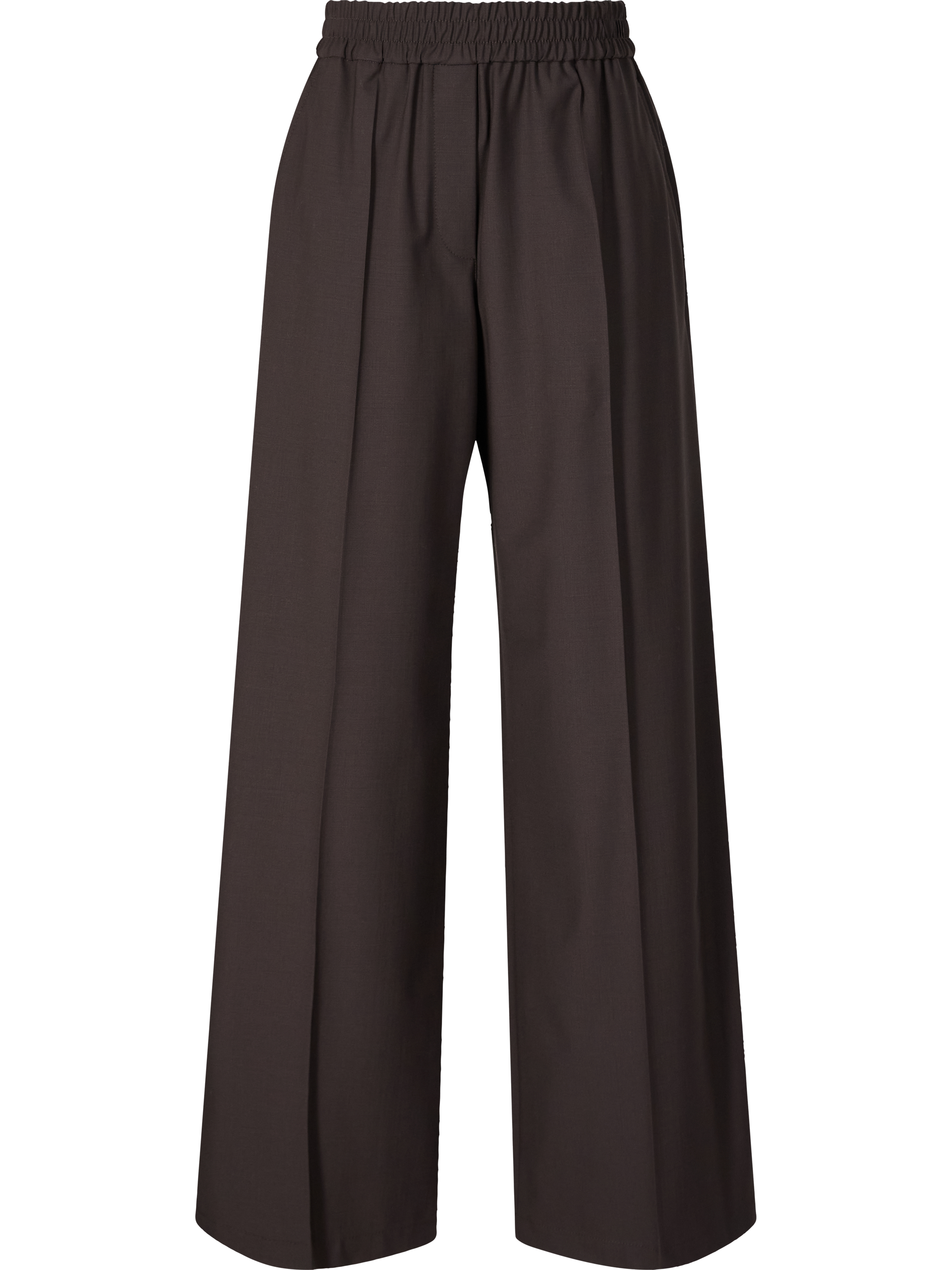 Wool trousers with pleats dark brown