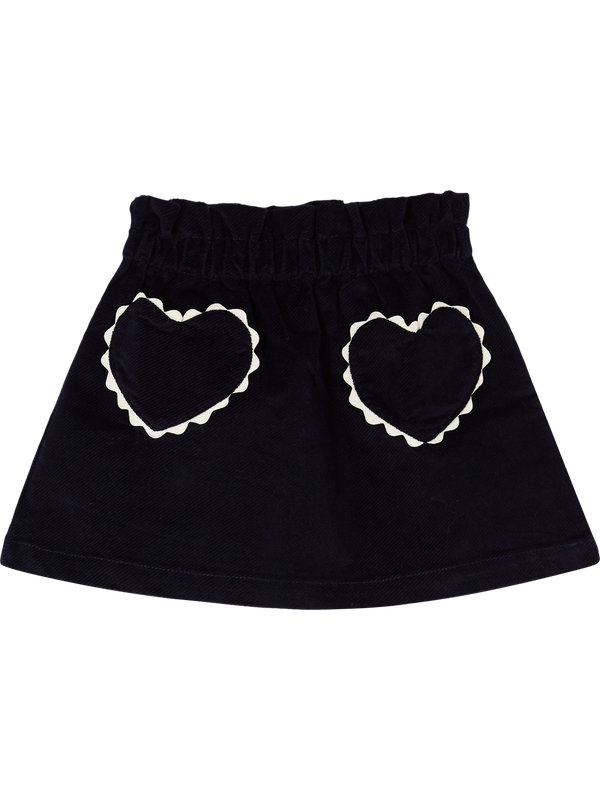'Clotilde' Velvet Skirt, Navy Blue