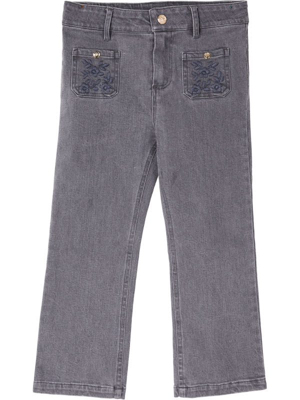 Jeans 'Jeana' mit floraler Stickerei Grau