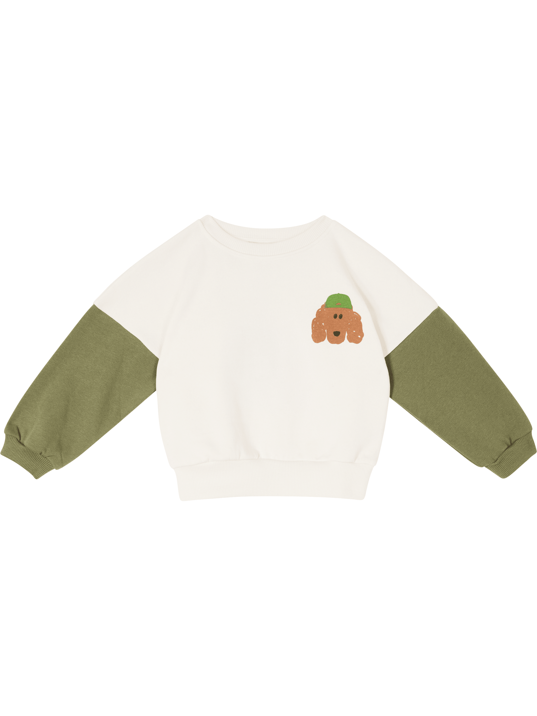 Emile et Ida Zweifarbiges Sweatshirt mit Hunde-Motiv Crème, Produktansicht – UNGER.DE