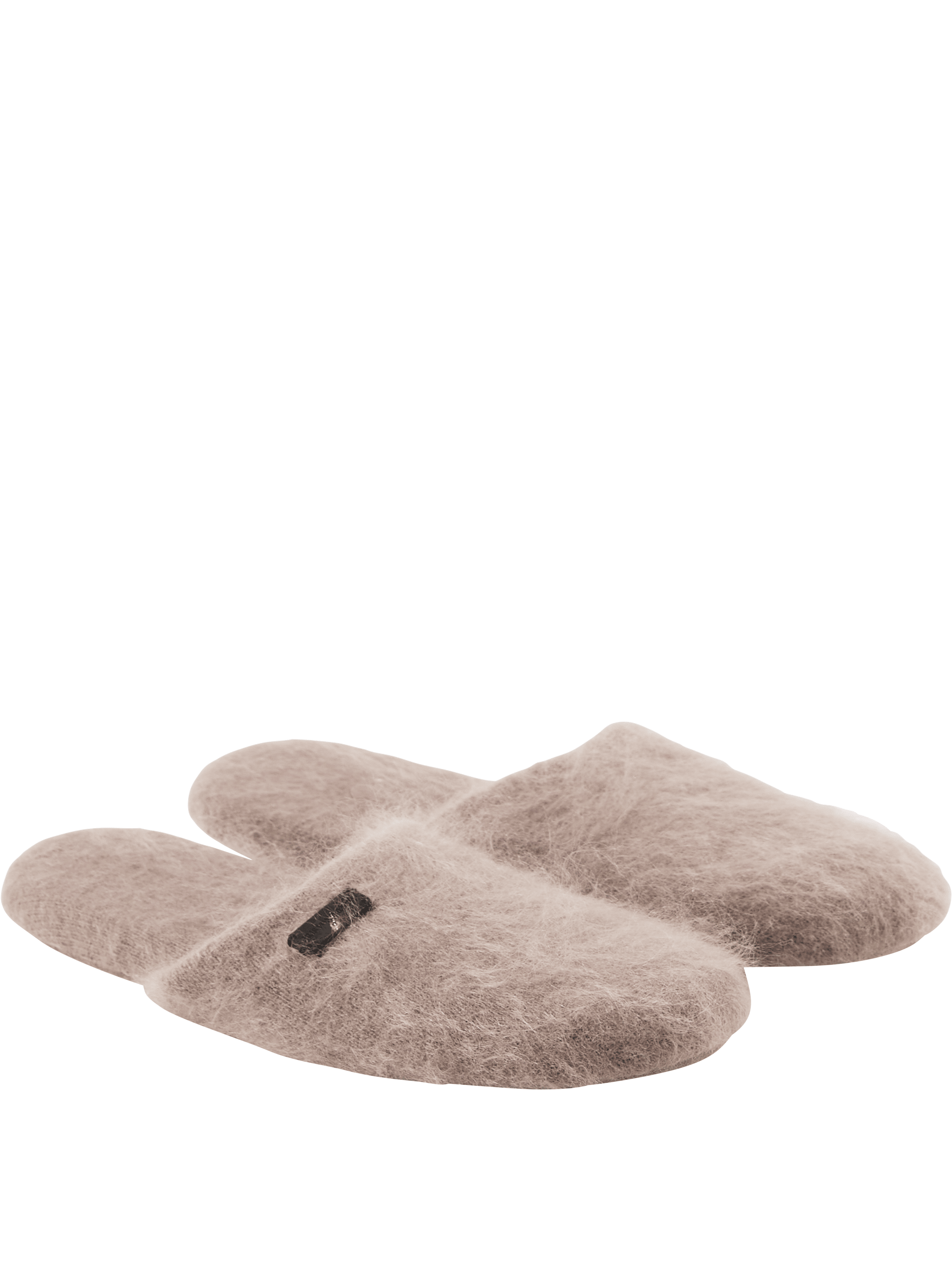Iris von Arnim 'Darika' slippers in brushed cashmere, taupe, Back view – UNGER.DE
