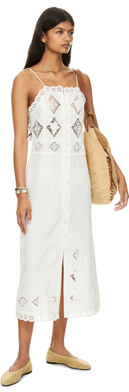 Midikleid 'Nelsane' mit Lochmuster Crème