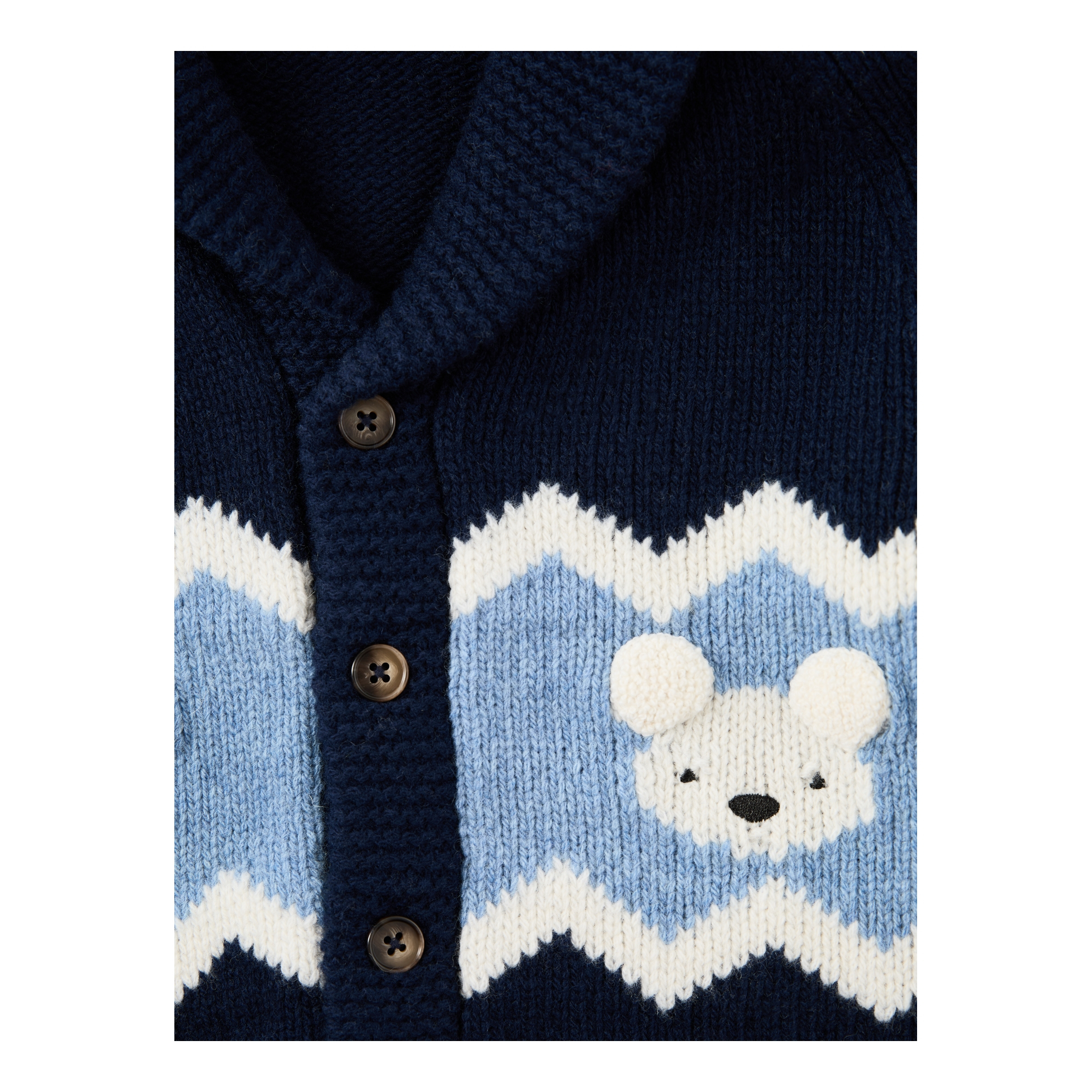 Donsje 'Polar Bears' merino wool cardigan, navy blue, Front view – UNGER.DE