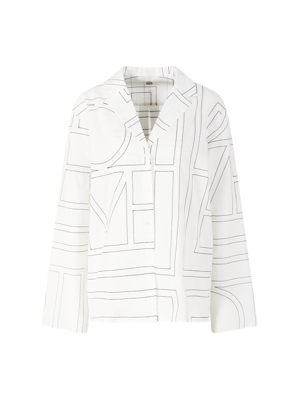 Bluse mit Monogramm Weiß