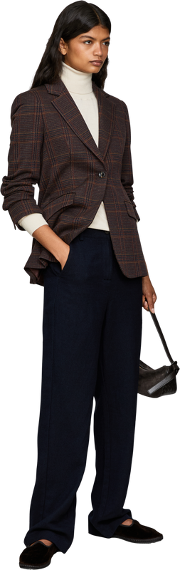Straight-leg woollen trousers navy blue